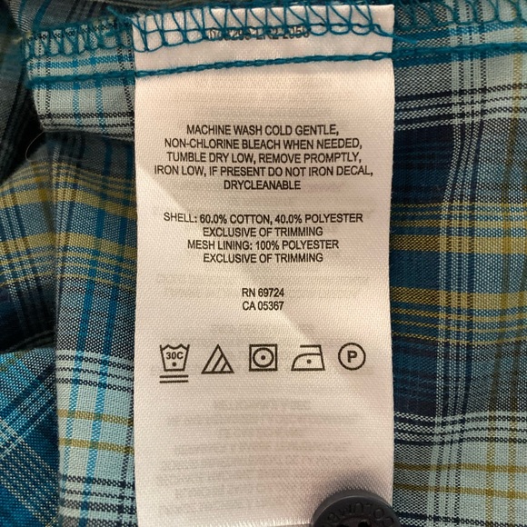 Columbia Battle Ridge Shirt Mens Large Blue Plaid Regular Fit Zip Pocket - Picture 7 of 7